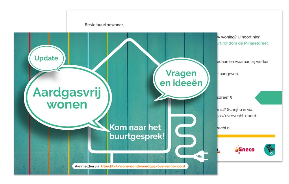  Concept, communicatie uitingen en branding voor bewoners 'Gasvrij Thuis' Utrecht ontwerp PuurElise